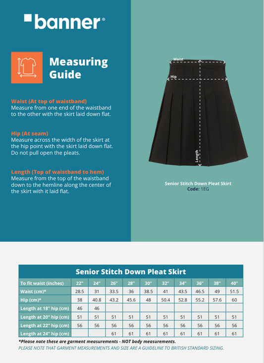 Black Stitch Down Pleated Senior School Skirt